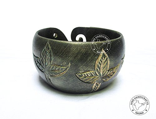 Premium Solid Dark Handmade Crafted Wooden Portable Antique Yarn Storage Bowl - Holder for Knitting Crochet Hook Accessories (6" x 6" x 3", Brass Green) - color: Brass Green, size: 6" x 6" x 3"