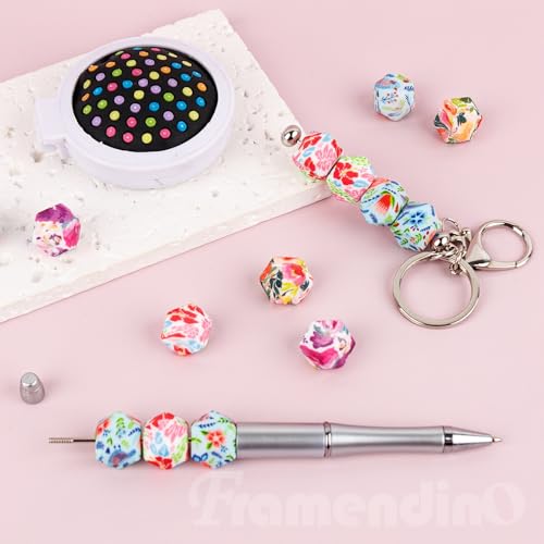 Framendino, 20 Pack Hexagon Knitting Needle Stoppers Flower Print Stitch Stopper Silicone Needles Tip Point Protector Cap for Knitted Supplies