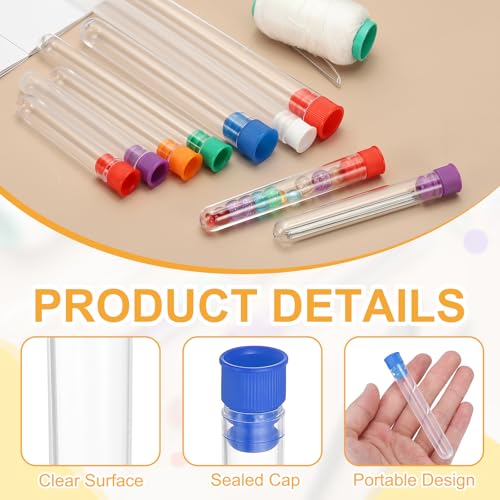 PATIKIL 2.4" Length Plastic Sewing Needle Storage Holder, 16 Pcs Portable Embroidery Needle Clear Pin Toothpick Storage Tubes Case for Craft Knitting, Blue - color: Blue, size: 2.4"