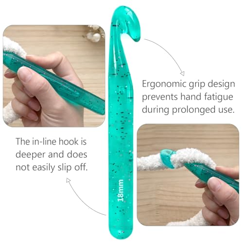 Mellobello Colorful Crystal Large Crochet Hooks Set 12-25MM, Ergonomic Crochet Kit for Beginners & Chunky Yarn Projects