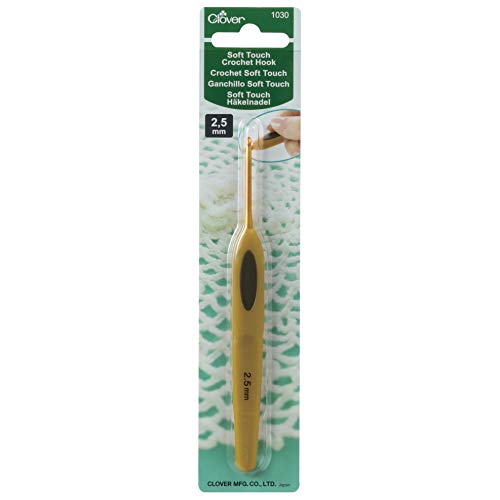 Clover Soft Touch Crochet Hook: 2.50mm, Brown - size: 2.50 mm