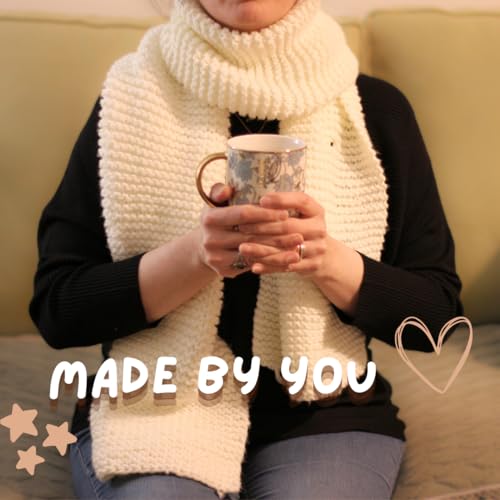 MaconGoods Grandma's Knitting Kit - Longer Scarf Kit - Complete Knitting Kit for Beginners - Includes Beginner Yarn, Bamboo Needles, Video Tutorial & Guide - Easy to Learn Knit Kit - style: Longer Scarf