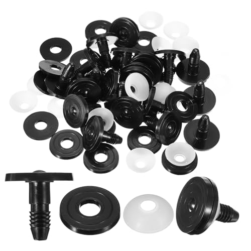 MECCANIXITY 10Set 35mm 1-3/8" Doll Joints, Plastic Removable Animal Joints Connector Engage Bolt Doll Making Supplies for Bear Limbs Head Joint DIY, Black & Clear