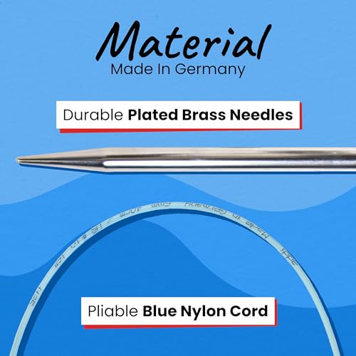 skacel by addi Rocket Circular Knitting Needles, Fixed 16 Inch (40 cm) Plated Brass Tips with Flexible Nylon Cord, 2.5 mm (US Size 1) - size: 2.50 mm