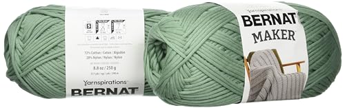 Bernat Maker Lichen Yarn of 250g/8.8oz - 72% Cotton 28% Nylon - #5 Bulky - 290m/317Yards - for Knitting, Crochet and Amigurumi (Pack of 24) - color: Lichen, size: 24 Pack
