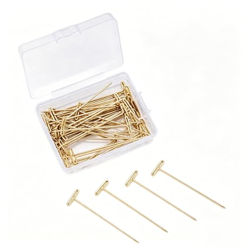 200PCS 2 Inch Gold Stainless Steel T-Pins, Universal Straight Sewing Pins for Wig Styling, Sewing, Quilting, Knitting Blocking, Craft & Office Decoration - color: Gold, size: 2in-200pcs