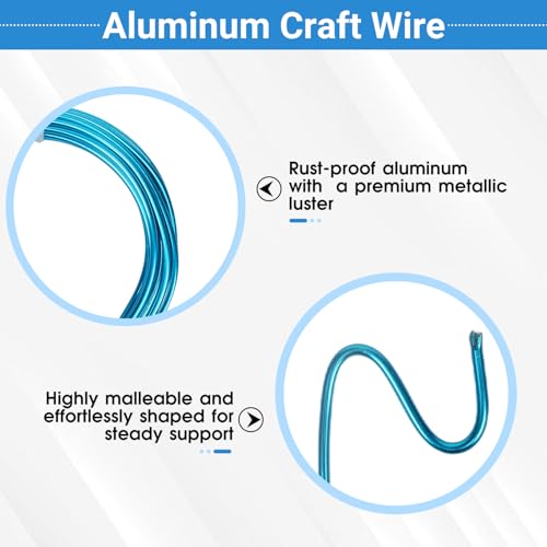 2 Rolls Aluminum Craft Wire, 9 Gauge (3mm) Flexible Metal Wire for Jewelry Making, 32.8 Ft (16.4 Ft/Roll) Bendable Armature Wire for Bonsai, Sculpting and DIY Crafts [Aqua Blue] - size: 9Gauge 16.4Ft Each, style: Aqua Blue