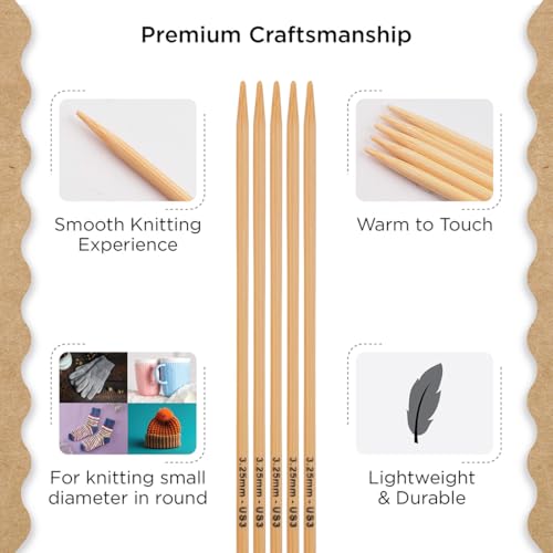 Knitter’s Pride Bamboo Luxe Double-Point Needle 8""(20cm) - US 3(3.25mm) - size: 3.25mm