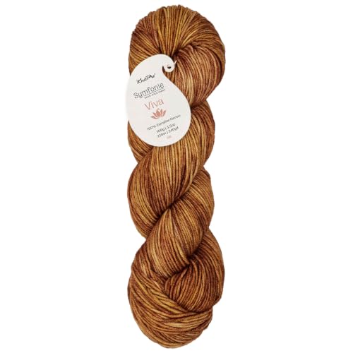 KnitPro Symfonie DK Weight Merino Wool Yarn 240yds, 100g, Caramel | 100% Extrafine Merino, Hand Dyed, OEKO-TEX Certified, Superwash, Colorfast, #3 Yarn Skein for Knitting & Crochet - color: Caramel