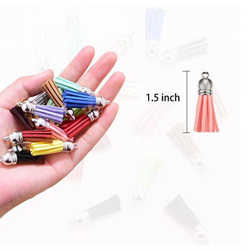 Happer 60 Pieces Leather Tassel Bulk for Keychain Key Rings and Jewelry Making, 20 Colors