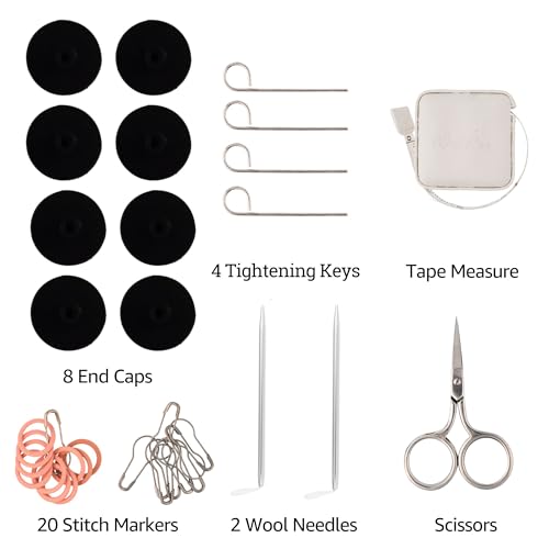 KnitPro Dreamz Regal 4-Inch Interchangeable Circular Knitting Needle Set | US 2.5, 3, 4, 5, 6, 7, 8, 9, 10, 10.5, 11 Incl. 5 Memory-Free Cables, 8 Caps, 4 Keys, 2 Connectors, Fabric Case, Project Bag