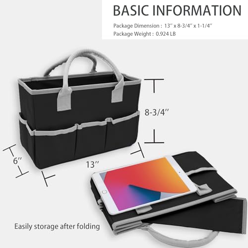 Cupohus Desktop Art Craft Storage Tote Bag and Stock Organizer Black | Supply Storage Bags with Pockets and Handles, Oxford Fabric Carrying Caddy for Teacher, Officer, Artist, Traveler, and More - color: Brown and White, size: Normal