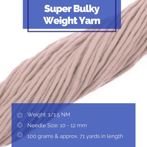 Revolution Fibers | Premium Super Bulky Merino Wool | 100-Grams Chunky Weight, Thick Wool for Knitting, Crochet, Baby Blanket, Dyed, Felting, Weaving, Mink Tan - color: Mink (Tan)