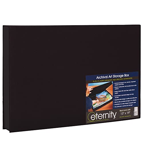 HG Art Concepts Art Photo Storage Box Eternity Archival Clamshell Box for Storing Artwork, Photos & Documents Deluxe Acid-Free Sturdy & Lined with Archival Paper - [Black - 13" x 19"] - size: 13" x 19"