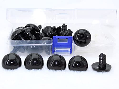 ARTCXC 30pcs 24mm Black Safety Eyes for Crocheting DIY Crafts | Plastic Large Crafts Eyes for Crocheting of Doll, Puppet, Plush Animal Decor,with 30pcs Washers ,Easy to Install Manually - color: Safety eyes