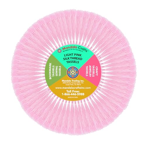 Mandala Crafts 100 Light Pink Silky Bookmark Tassels with Loops for Crafts | Machine Washable, Polyester Mini Craft Tassels for Jewelry Making, Graduation Decorations, Keychains, Gift Tags & Ornaments - color: Light Pink, size: 5.5 Inches