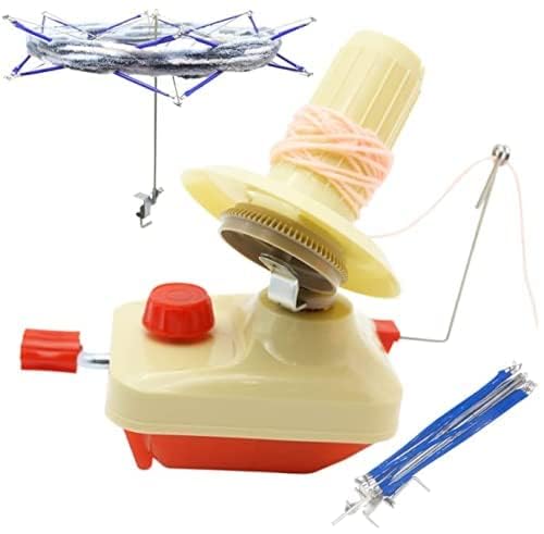 LAMXD Yarn Ball Winder and Yarn Umbrella Swift, Red Hand Operated Ball Winder 3.5 Ounce and Umbrella Swift Basic Combo Set with Metal Handle and Tabletop Clamp - size: Small Yarn Winder and Swift