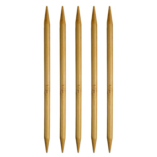 HARFINGTON 5Pcs Bamboo Knitting Needles Double Pointed US 11(8mm) 7.9 Inch(20cm) Straight for Handmade Creative DIY Knitting Craft Yarn, Yellow - color: Yellow, size: US 11(8mm)