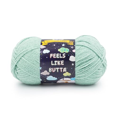 Lion Brand Yarn, Feel Like Butta Velvety Soft Yarn for Knitting, Crochet, and Crafts, Seafoam, 1 Pack, Chenille Like Fiber for Plush Baby Blankets, Amigurumi Toys, and Worsted Weight Sweaters | Buttery Soft Machine Washable Worsted Weight Knit Fiber for C