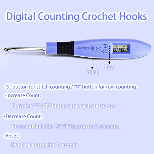 Counting Crochet Hook Set with Case – 12 Sizes Interchangeable Metal Heads (2.0–8.0mm), Rechargeable Light Up Crochet Hook with Digital Counter, Ergonomic Crochet Hooks Kit for Beginners & Experts - size: 12 Crochet Hook