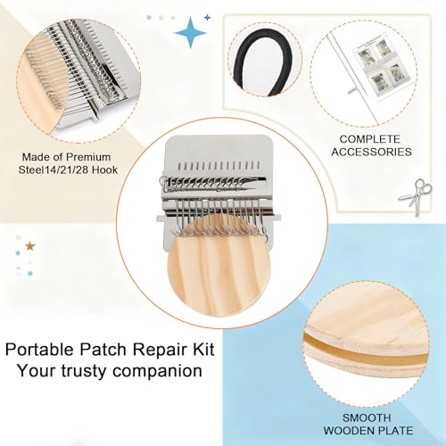 Knit Patch Kit,Patchmaker 2.0 Kit,Darning Loom,Mini Portable Patch Knitpatch, Patchwork Weaving Tool Set for Quickly Sewing Repair, Sewing,Knitting Kits for Beginners Repair Jeans, Socks(28Hooks) - color: 28 Hooks