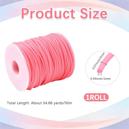CRASPIRE 54.68 Yards 2mm Hollow Pipe Rubber Tube Cords Barber Cord for Knitting Stitch Holder Tubing Keeper 1mm Hole Rubber Cord with Spool Hotpink for Bracelet Jewelry Making DIY Crafts Bead Creation - color: Hotpink