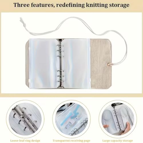 Knitting Needle Case, needle storage case with Detachable 6 Hole PVC Binder Pocket for Knittings Yarn Craft Tool Storage knitting needles organizer - color: Warbler butterfly