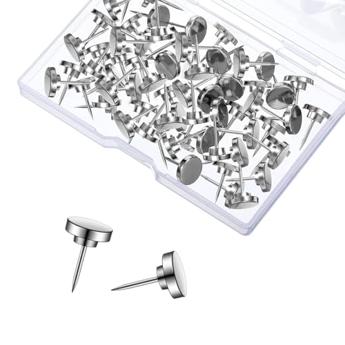 Silver Heavy Duty Thumb Tacks, Push Pins for Upholstery and Carpets, Decorative Flat Tacks for Wood, Fabric, and More, 50 Pcs - color: Silver