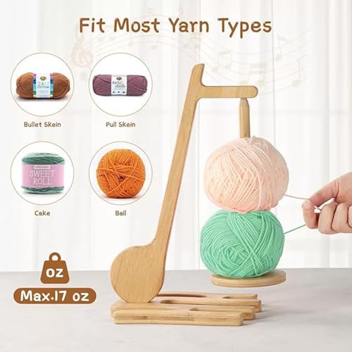 Joyeee Yarn Holder for Crocheting and Knitting, Note Shape Spinning Yarn Minder Hanger for Knitters & Crocheters, Yarn Storage Prevent Tangle-Free, Presents for Crafters, Mothers Day Gift, Natural - color: Light Wooden