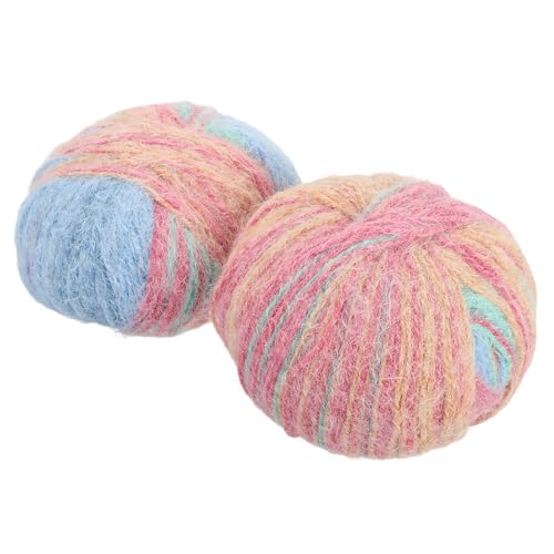 PATIKIL Wool Acrylic Blend Long Pile Yarn 2 Skeins Mohair Yarn Lace Weight for Crocheting Knitting Gloves Hats Socks Scarves, Blue Green Pink Orange - color: Blue Green Pink Orange