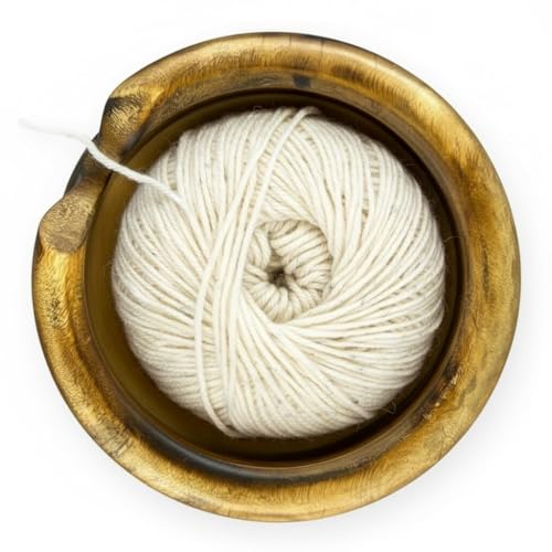 EARTHLY HOME Wooden Yarn Bowl, Knitting Yarn Bowl with Holes Storage Handmade to Prevent Slipping, Perfect Yarn Bowl for Gifting, Crocheting and Knitting Accessories - color: Cream