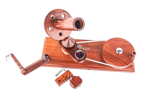 WARESHIRE Yarn Bowl and Ball Winder Combo Wooden Handmade Hand Operated | Natural Yarn Ball Winder Large Center Pull Cake with Wooden Yarn Bowl 6x3 inches | Yarn Ball Holder (Bowl+Rosewood) - color: Bowl+Rosewood