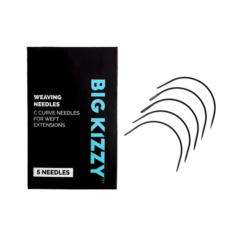 Big Kizzy C Curve Weaving Needles for Sew in Weft Extensions (5 pcs) | Easily Sew in Human Hair Extensions, Wigs, and Hair Pieces