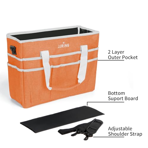 JJRING Craft Organizer Tote Bag Large Art Storage Caddy Orange | With Multiple Pockets For Sewing, Scrapbooking, School, Medical, And Office Supplies - color: Orange, size: Large