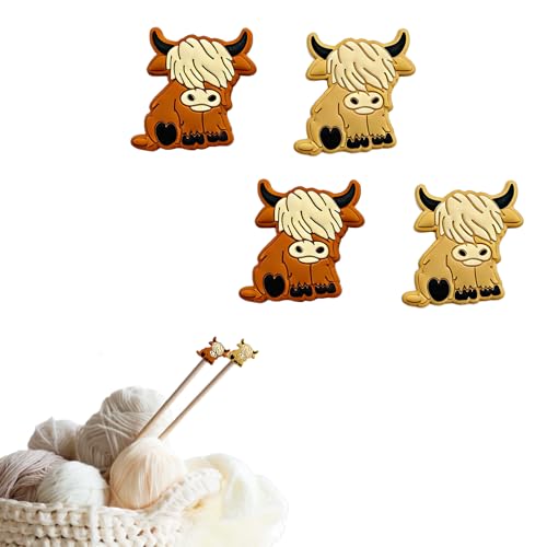 Knitting Needle Stoppers,Highland Cow Shape Stitch Stoppers Stitch Holders