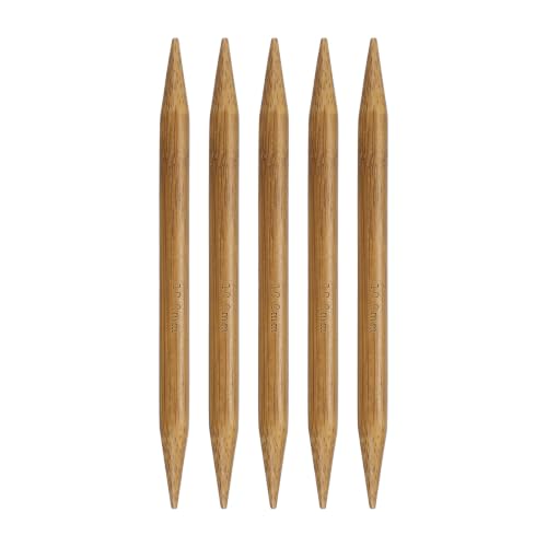 HARFINGTON 5Pcs Bamboo Knitting Needles Double Pointed Size US 15(10mm) Carbonized 6 Inch(15cm) Straight for Handmade Creative DIY Knitting Craft Yarn Projects - size: US 15(10mm)