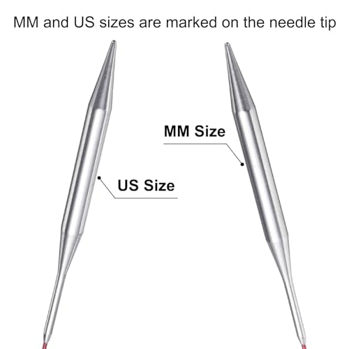uxcell Size US 11 (8mm) Knitting Needles Circular Needle 16 Inch(40cm) Round Metal Stainless Steel Needle for Handmade Projects DIY Knitting - color: Red, size: 16 inch Size US 11 (8mm)