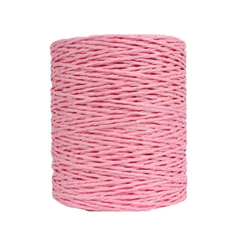 Natural Cotton Raffia Yarn Pink Summer Sun Hat, Beach Bag, Rayon Crochet Straw Knit Materials - 280 Meters/306 Yards - color: Pink
