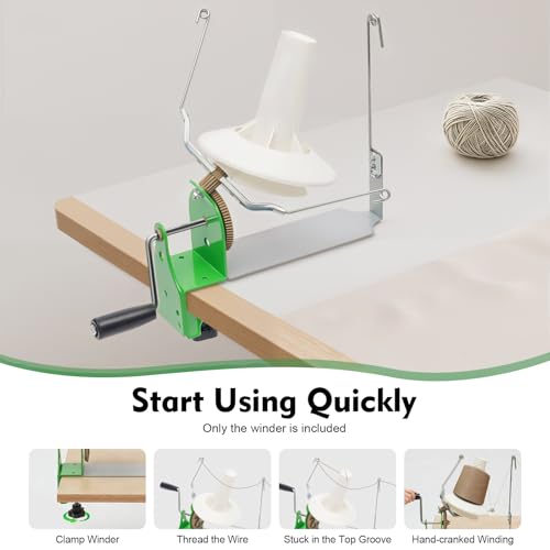 DYNAMI Large Capacity Yarn Winder,1lb Manual Tabletop Yarn Ball Winder with Clamp,Easy Installation, for Knitting and Crocheting