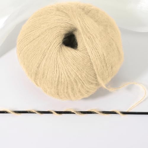PATIKIL Mohair Yarn, Soft Yarn Faux Mohair Fuzzy Fur Fine Fluffy Yarns Thin for Crocheting Knitting Sweater Scarf Hat Crafts Blanket Rug, Beige - color: Beige