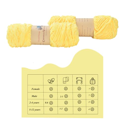 Chenille Yarn for Crocheting, Baby Blanket Yarns, Chunky Knitting Fluffy Velvet, Bulky 4 Pack 14OZ, 4 x 394FT, DIY Crafts Plush (Yellow) - color: yellow