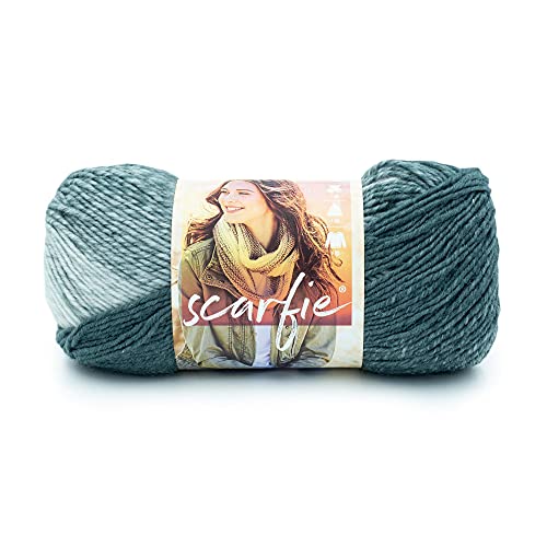 Lion Brand Yarn Scarfie Bulky Yarn, Pale Grey/Bluestone, 1 Skein | Bulky Acrylic Wool Blend Knit & Crochet Fiber for Self-Striping Scarves, Colorful Cardigans, Chunky Blankets, Hats - color: Pale Grey/Bluestone, size: 1 Pack