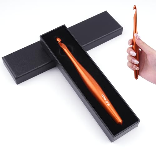 BsHooker 8mm Inline Crochet Hook Ergonomic Aluminum Crochet Hook with Case | Crochet Needles for Arthritic Hands,Crcohet Gift for Beginner - size: 8mm