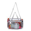 Clear Bags Stadium Approved,See Through Tote Bag+Shoulder Strap Large Transparent Bag - color: Large Size Grey