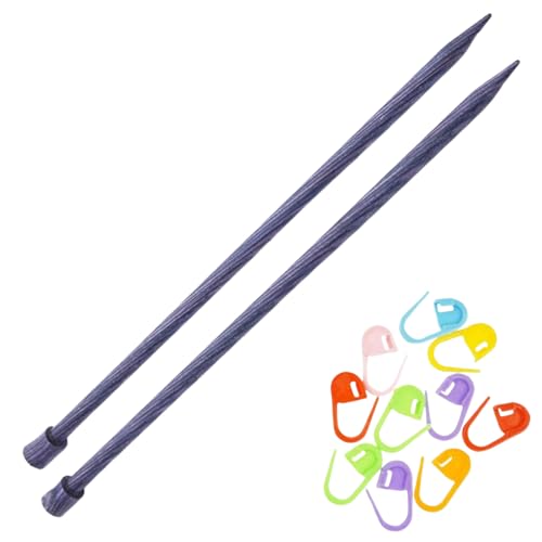 KnitPro Dreamz 14in US 10.5 (6.5mm) Straight Single Point Knitting Needles | Polished Birchwood, Color-Coded, Semi-Sharp Tips, 10 Stitch Markers - size: US 10.5 (6.5mm), 14in. (35cm)