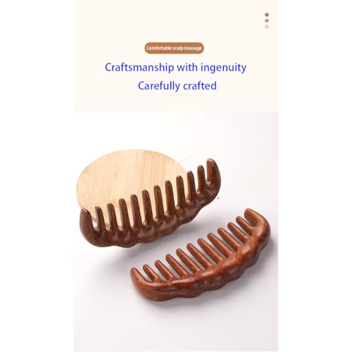 Wooden Hair Comb Set, birthing comb,Wide tooth massage combs, Brown, 2 Pack (One SizeA2) - size: One SizeA2