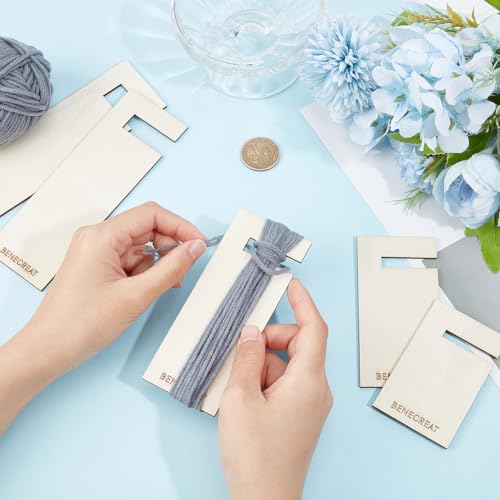 BENECREAT Wooden Tassel Maker, Rectangular Knitting Tool, Lattice Maker, Knitting Craft Tool for Tassel Lace and Knot Weaving, Handicrafts, 2 PCS/Size