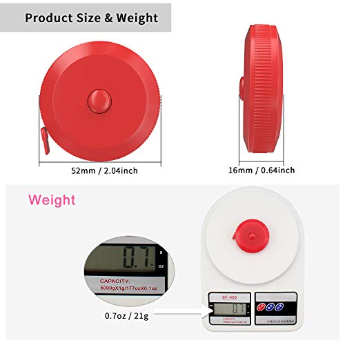 DiCUNO 3-Pack Soft Retractable Measuring Tape, 60-Inch 1.5 Meter, Red | Measuring Tape for Pocket, Body Tailor Sewing Craft Cloth, Medical Nursing, Tape Measure - color: Red*3pcs
