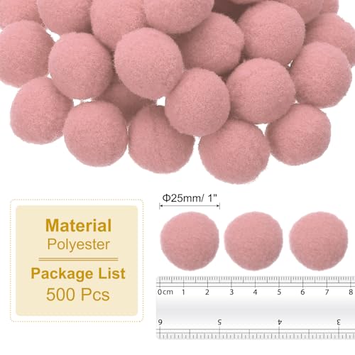 PATIKIL 1inch Pom Poms for Crafts, 500pcs Small Pompoms for Crafts Mini Puff Balls Bulk High Elasticity Fuzzy Balls for Hats Christmas Art DIY, Dark Pink - color: Dark Pink, size: 1inch