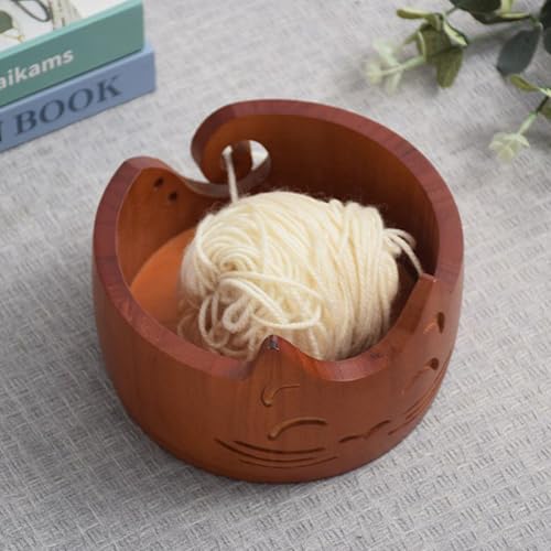 Wood Yarn Bowl, Yarn Bowls for Crochet, Yarn Knitting Bowl, Crochet Yarn Holder Bowl, 6.7inch Yarn Knitting Bowl for Storage Yarn, Wool, String or Crochet #001 - color: #001